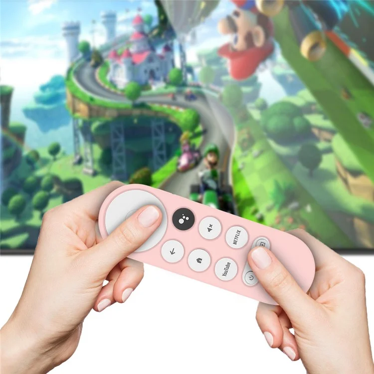 GS0081 Silikonhülle für Google Chromecast 2020 TV-Fernbedienung, stoßfester Schutzbezug - Rosa