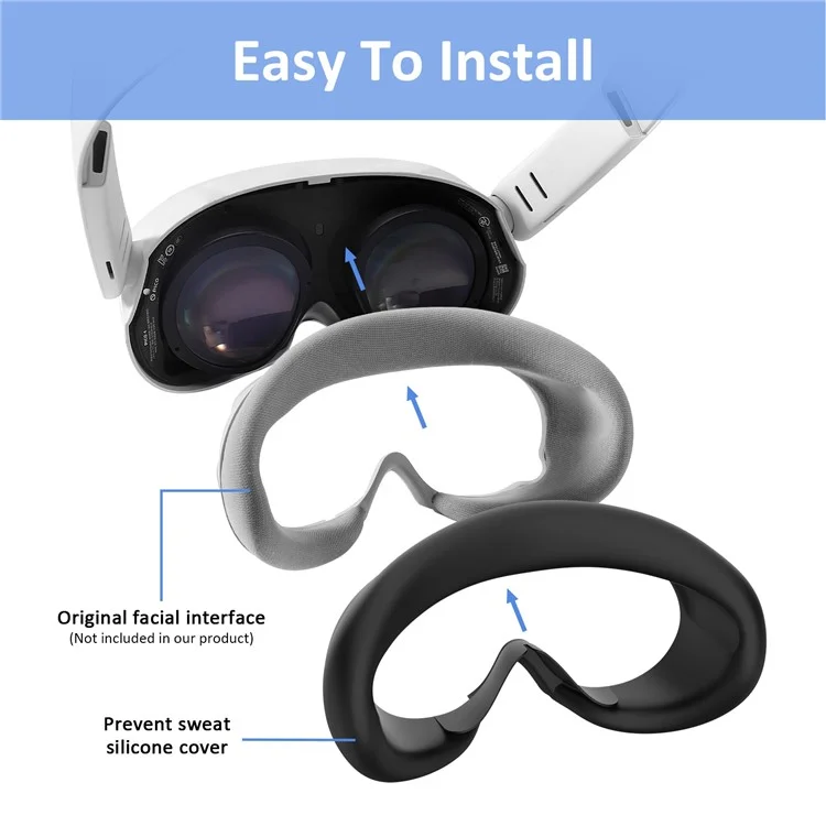 PO002 For PICO 4 VR Silicone Cover Eye Pad Sweat-proof Silicone Face Cushion Cover Replacement VR Glasses Accessories - Black