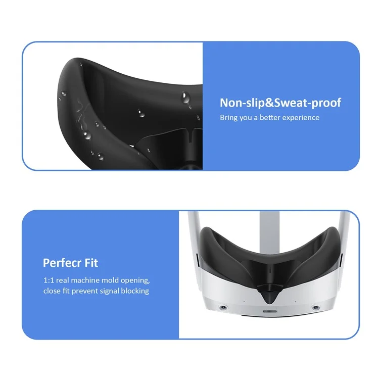 PO002 For PICO 4 VR Silicone Cover Eye Pad Sweat-proof Silicone Face Cushion Cover Replacement VR Glasses Accessories - Black