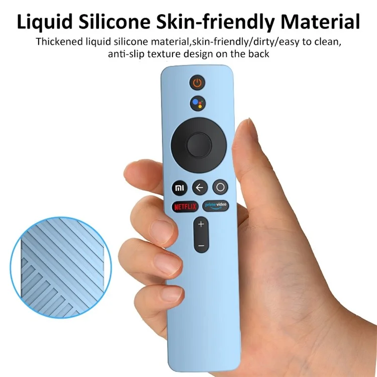 GS057 Anti-scratch Protective Case for Xiaomi MiBox S 4K TV Remote Controller, Soft Silicone Sleeve Anti-dust Cover - Blue