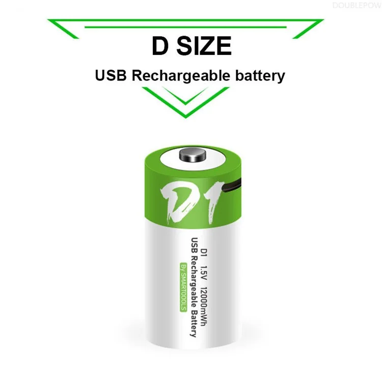 SMARTOOOLS 1Pc D1 12000mWh 1.5V Batería Recargable de Iones de Litio Linterna CNC Máquina Batería de Repuesto