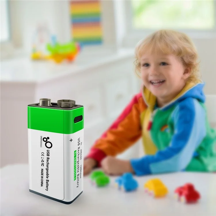 SMARTOOOLS 2Pcs 9V 650mAh Rechargeable Battery Type-C Charging 1.5h Rapid Recharge Lithium-ion Battery