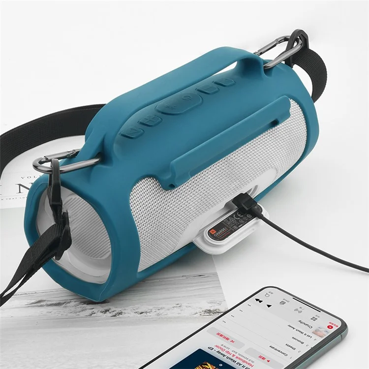 TXESIGN Custodia in silicone per JBL Charge4 Cassa Bluetooth senza fili portatile con tracolla - Blu