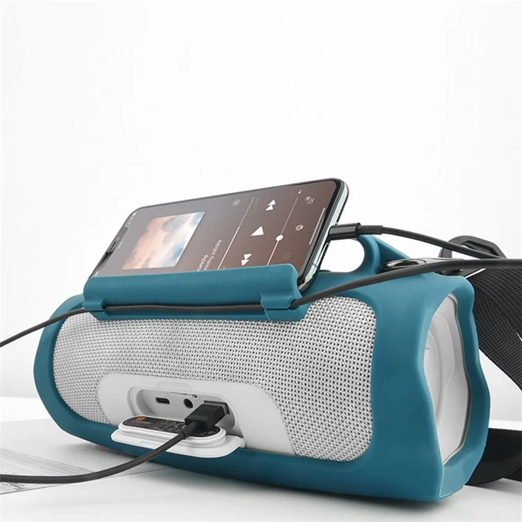 TXESIGN Custodia in silicone per JBL Charge4 Cassa Bluetooth senza fili portatile con tracolla - Blu