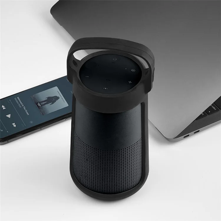 TXESIGN Für Bose Soundlink Revolve Bluetooth-Lautsprecher Silikonhülle Schützende Schale Tragetasche - Schwarz