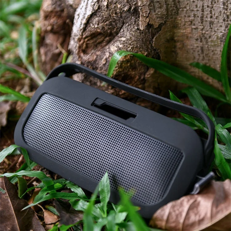 TXESIGN Pour Bose SoundLink Flex Enceinte portable Housse en silicone Étui de protection avec dragonne et sangle d'épaule - Noir