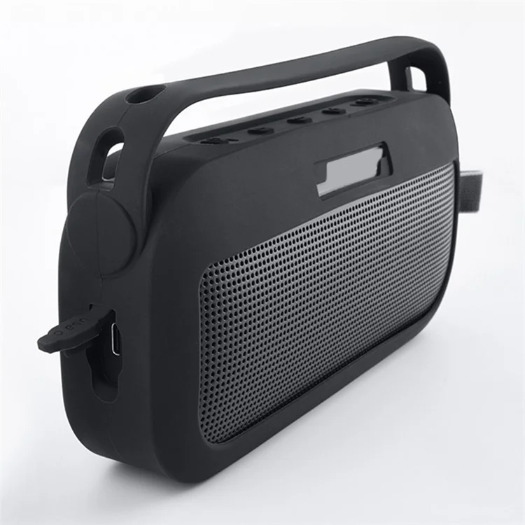 TXESIGN Pour Bose SoundLink Flex Enceinte portable Housse en silicone Étui de protection avec dragonne et sangle d'épaule - Noir