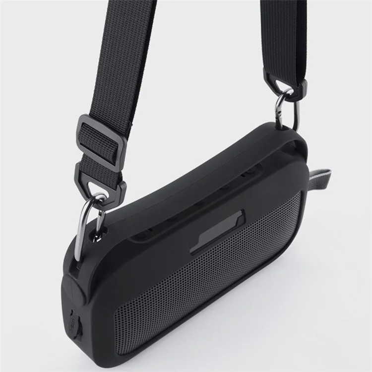 TXESIGN Pour Bose SoundLink Flex Enceinte portable Housse en silicone Étui de protection avec dragonne et sangle d'épaule - Noir