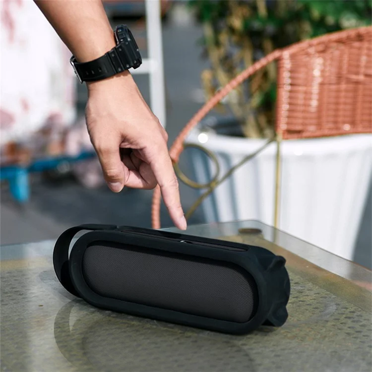TXESIGN Anti-Scratch Silicone Case for Beats Pill+, Protective Cover Portable Bluetooth-compatible Speaker Sleeve with Handle Strap for Carrying - Black