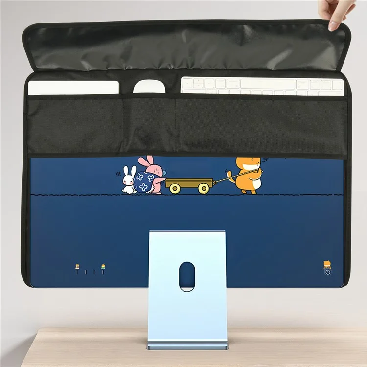 TXESIGN Para Monitor de Ordenador iMac de 24 Pulgadas Funda Protectora de Pantalla de Polvo de Cuero PU Estuche de Almacenamiento Protector - Negro