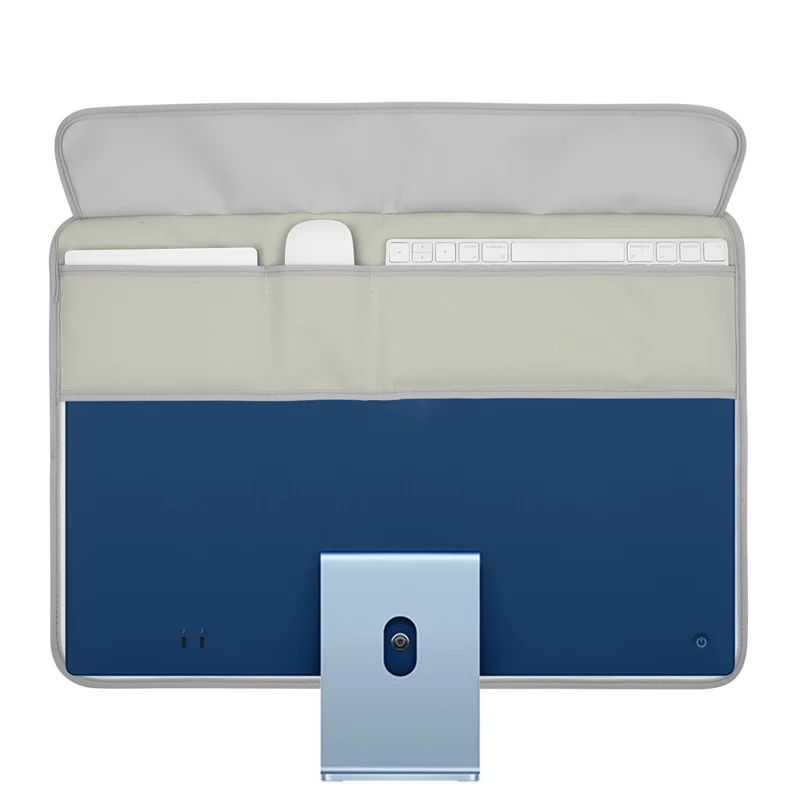 TXESIGN For iMac 24-Inch Computer Monitor Display Screen Dust Cover PU Leather Storage Sleeve Protective Case - Silver-grey