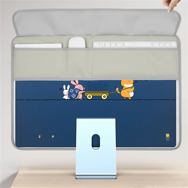 TXESIGN For iMac 24-Inch Computer Monitor Display Screen Dust Cover PU Leather Storage Sleeve Protective Case - Silver-grey