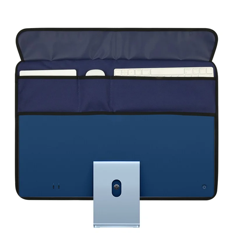 TXESIGN For iMac 24-Inch Computer Monitor Display Screen Dust Cover PU Leather Storage Sleeve Protective Case - Dark Blue