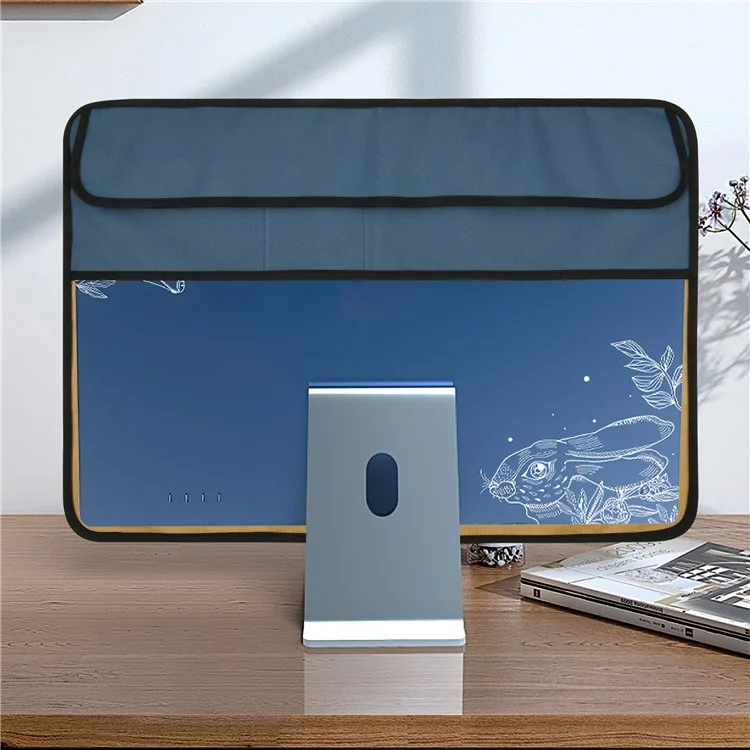 TXESIGN For iMac 24-Inch Computer Monitor Display Screen Dust Cover PU Leather Storage Sleeve Protective Case - Navy Blue