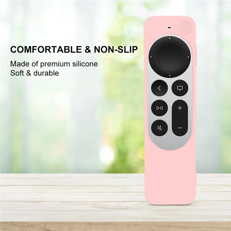 Funda GS105 compatible con el mando a distancia Siri de Apple TV 4K 2022 de 3ª generación, funda antidesizante de silicona para el mando a distancia con cordón - Rosa