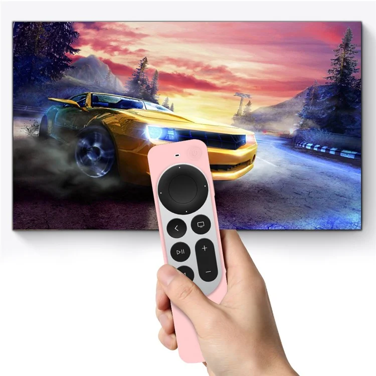 Funda GS105 compatible con el mando a distancia Siri de Apple TV 4K 2022 de 3ª generación, funda antidesizante de silicona para el mando a distancia con cordón - Rosa