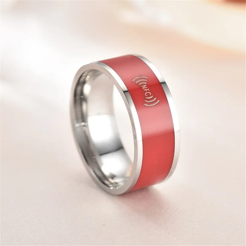 Smart Editable NFC Ring Android Connect Intelligent Stainless Steel Wearable Finger Ring Jewelry Gift - Red / 9#
