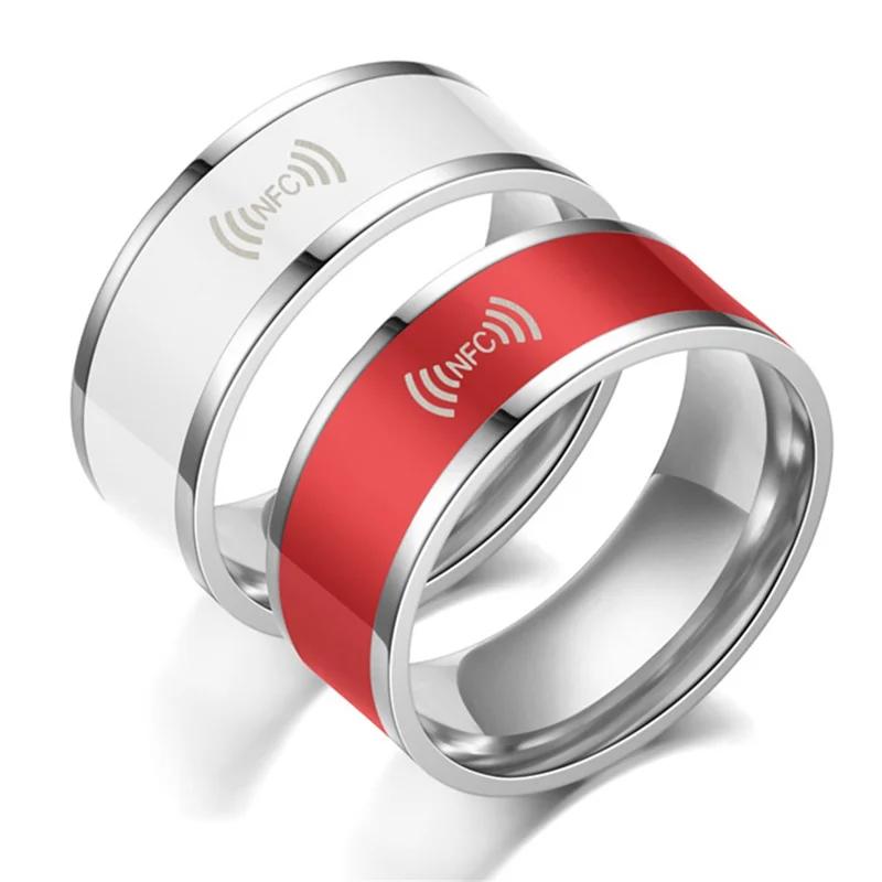 Smart Editable NFC Ring Android Connect Intelligent Stainless Steel Wearable Finger Ring Jewelry Gift - Red / 9#
