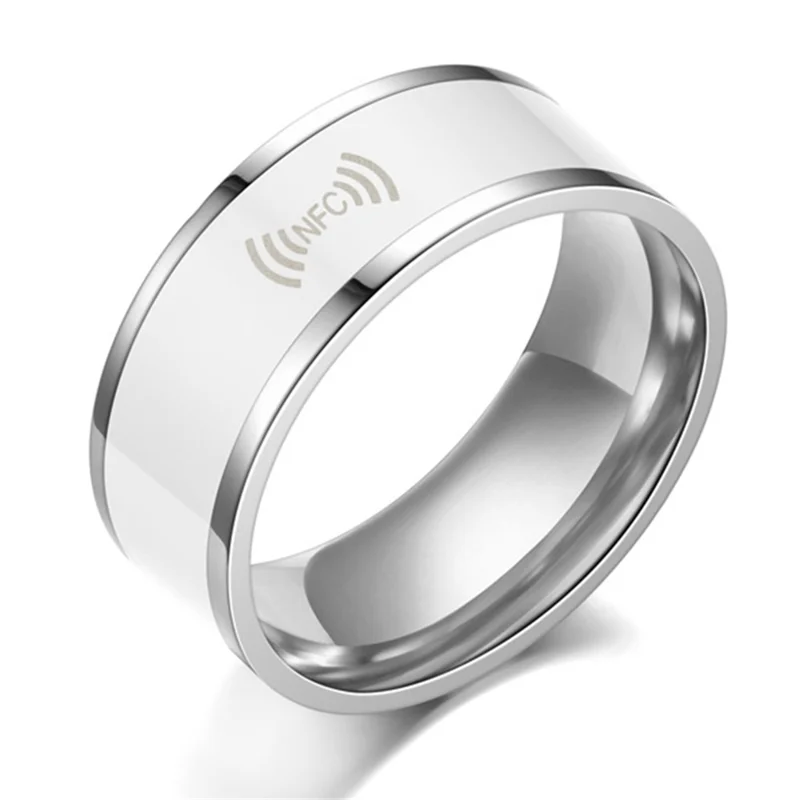 Smart Editable NFC Ring Android Connect Intelligent Stainless Steel Wearable Finger Ring Jewelry Gift - White / 7#