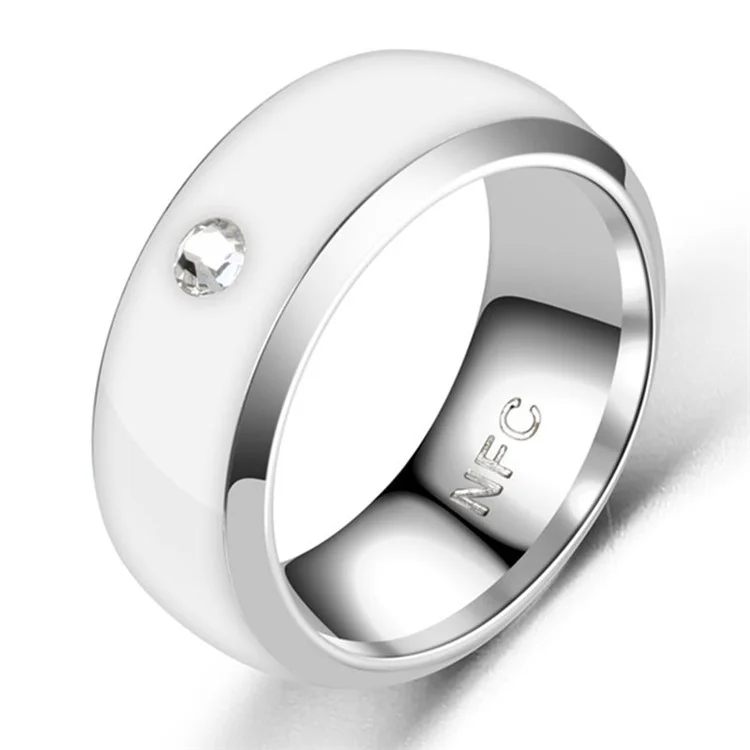 Anello Smart NFC per Coppia in Acciaio Inossidabile Anelli per Dita Tecnologia Telefono Android Multifunzionale Anello Magico - Bianco / 9#