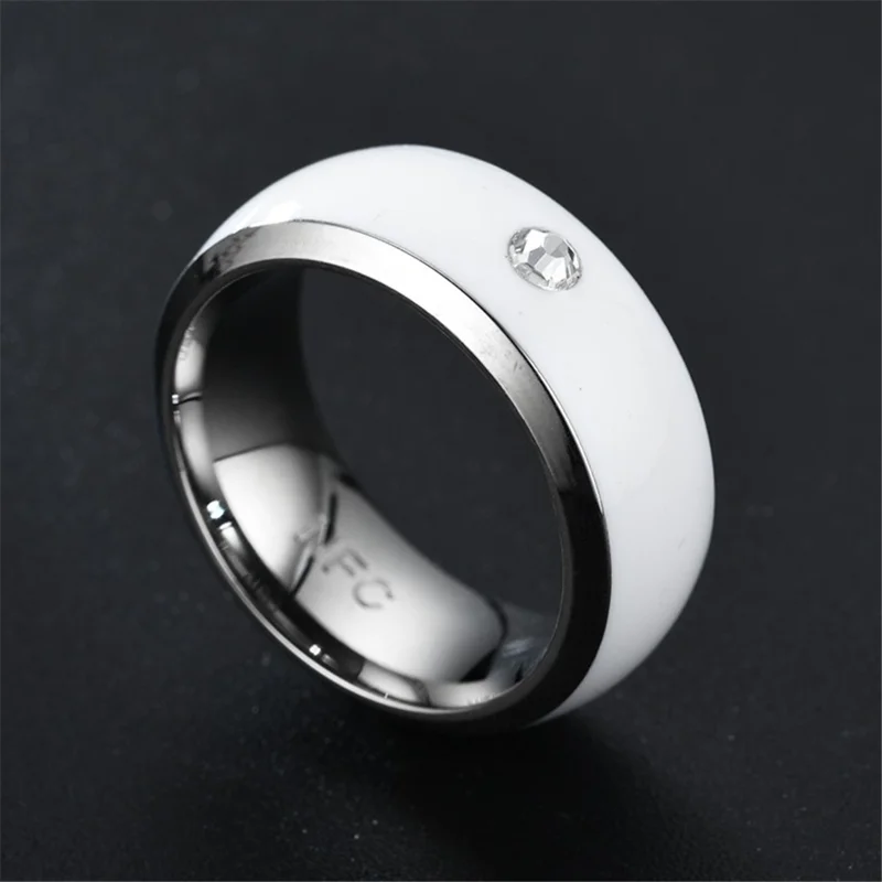 NFC Smart Ring Couple Stainless Steel Finger Rings Technology Android Phone Equipment Multifunctional Magic Ring - White / 10#