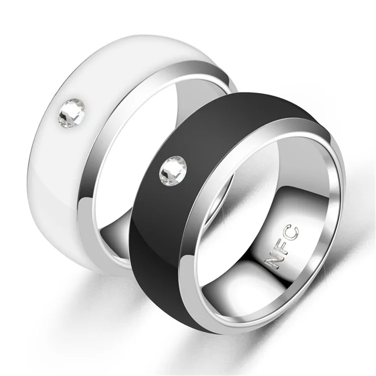 NFC Smart Ring Couple Stainless Steel Finger Rings Technology Android Phone Equipment Multifunctional Magic Ring - White / 12#