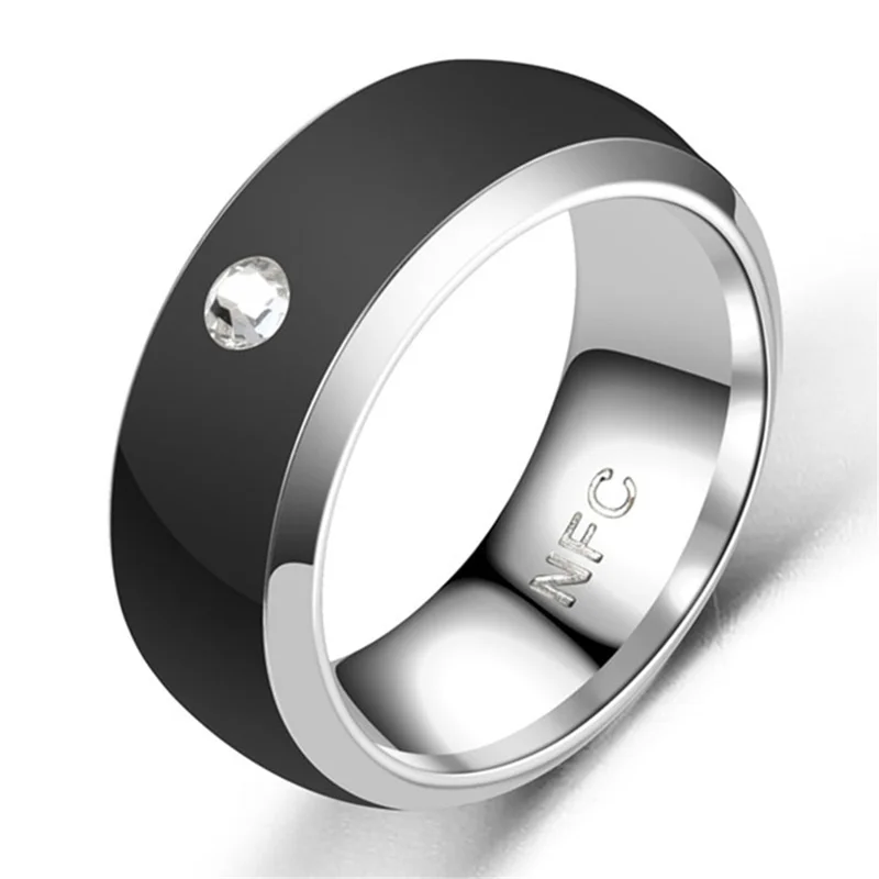 NFC Smart Ring Couple Stainless Steel Finger Rings Technology Android Phone Equipment Multifunctional Magic Ring - Black / 10#