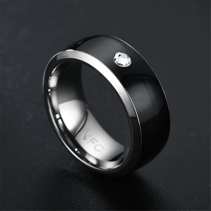 NFC Smart Ring Couple Stainless Steel Finger Rings Technology Android Phone Equipment Multifunctional Magic Ring - Black / 10#