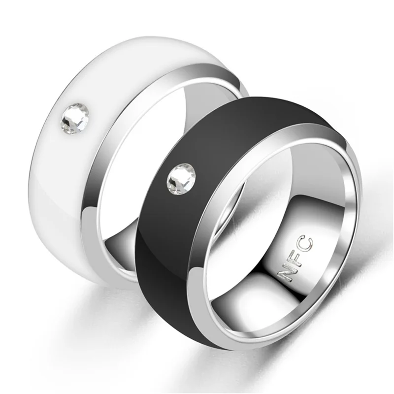 NFC Smart Ring Couple Stainless Steel Finger Rings Technology Android Phone Equipment Multifunctional Magic Ring - Black / 10#
