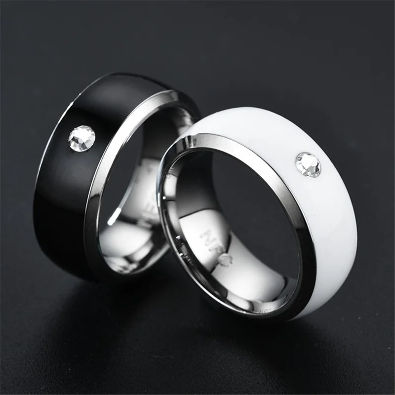 NFC Smart Ring Couple Stainless Steel Finger Rings Technology Android Phone Equipment Multifunctional Magic Ring - Black / 11#