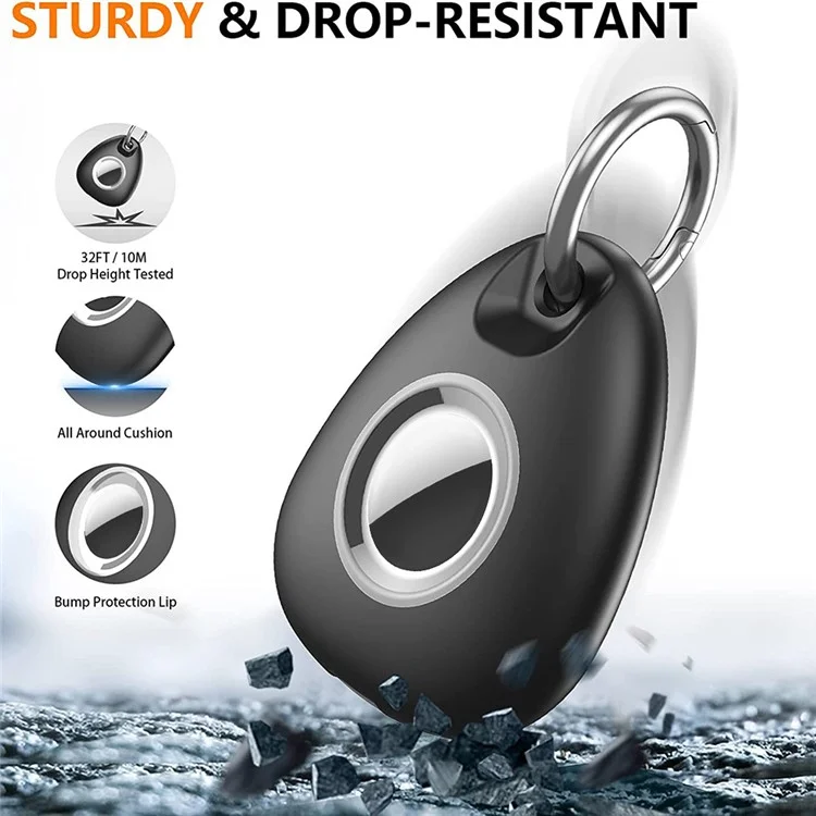 Acquista in Blocco Custodia Impermeabile in Silicone + PC per Tracker Bluetooth Apple AirTag Protettore Anti-Smarrimento per Animali Domestici con Fibbia - Nero