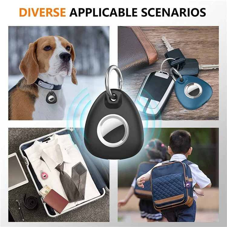 Acquista in Blocco Custodia Impermeabile in Silicone + PC per Tracker Bluetooth Apple AirTag Protettore Anti-Smarrimento per Animali Domestici con Fibbia - Nero