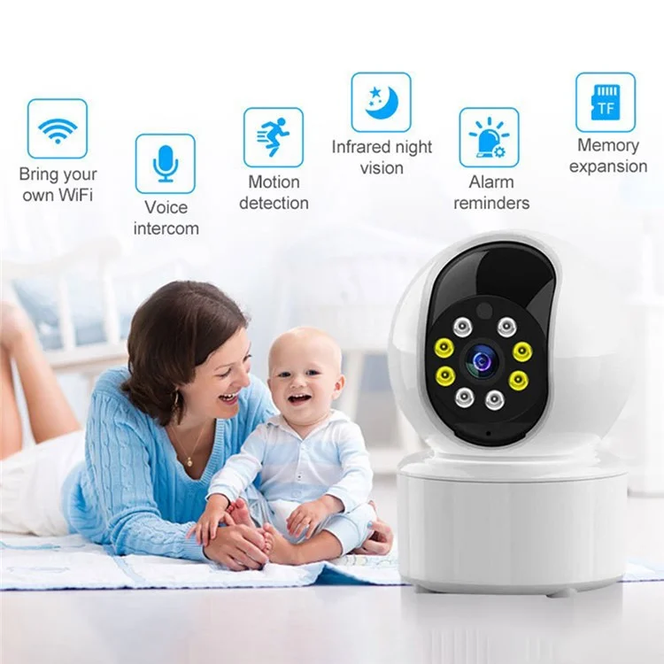 Cámara de Seguridad WiFi para el Hogar A10 HD Interior para Mascotas y Bebés, Monitor con Audio Bidireccional, Detección de Movimiento y Grabadora