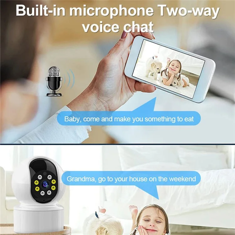 Cámara de Seguridad WiFi para el Hogar A10 HD Interior para Mascotas y Bebés, Monitor con Audio Bidireccional, Detección de Movimiento y Grabadora