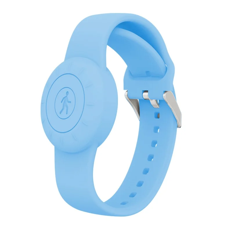 Waterproof Bracelet for Apple AirTag Tracker Holder Silicone Wristband Kids Full Case Cover - Sky Blue