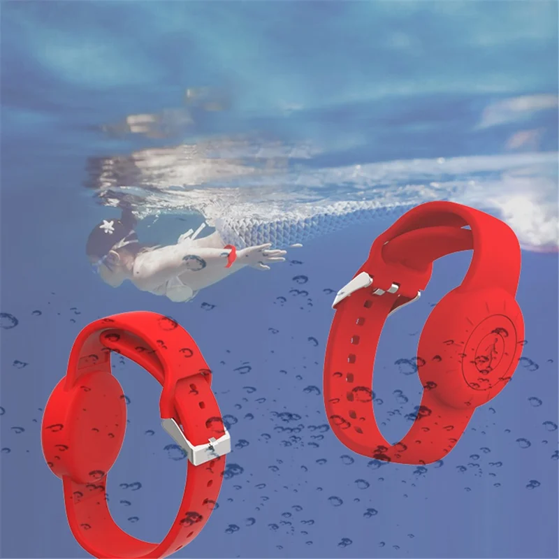 Waterproof Bracelet for Apple AirTag Tracker Holder Silicone Wristband Kids Full Case Cover - Sky Blue
