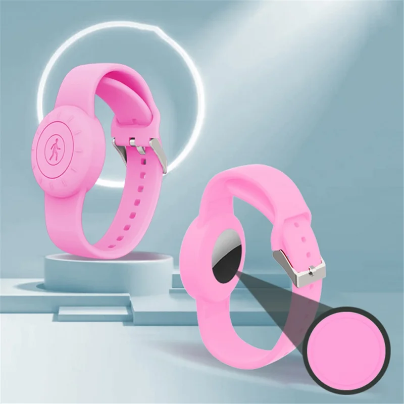 Waterproof Bracelet for Apple AirTag Tracker Holder Silicone Wristband Kids Full Case Cover - White