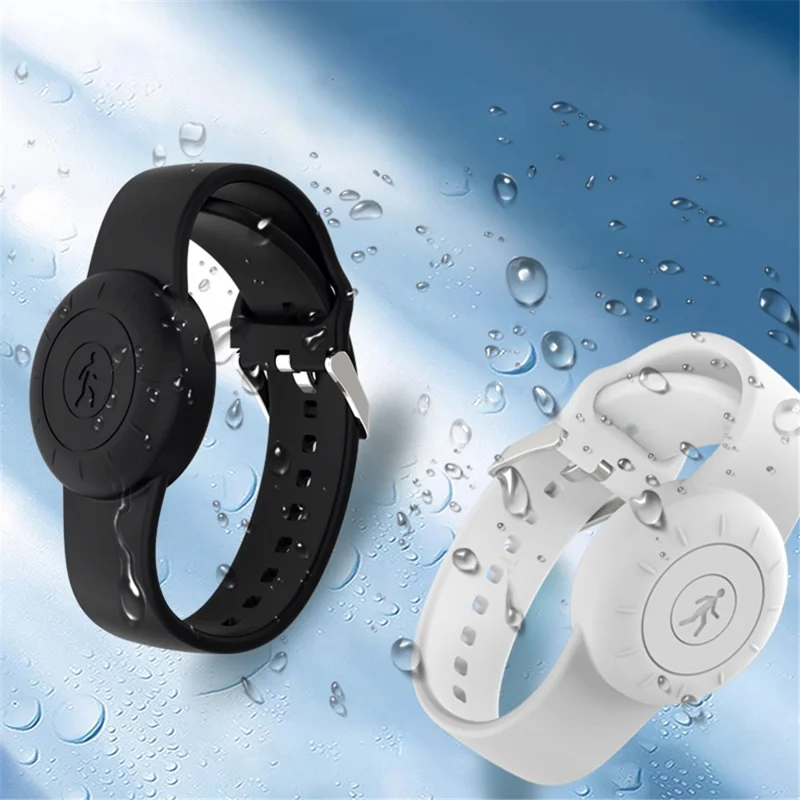 Waterproof Bracelet for Apple AirTag Tracker Holder Silicone Wristband Kids Full Case Cover - White