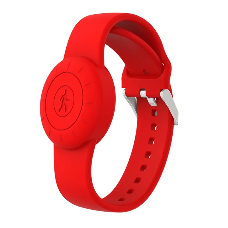 Waterproof Bracelet for Apple AirTag Tracker Holder Silicone Wristband Kids Full Case Cover - Red
