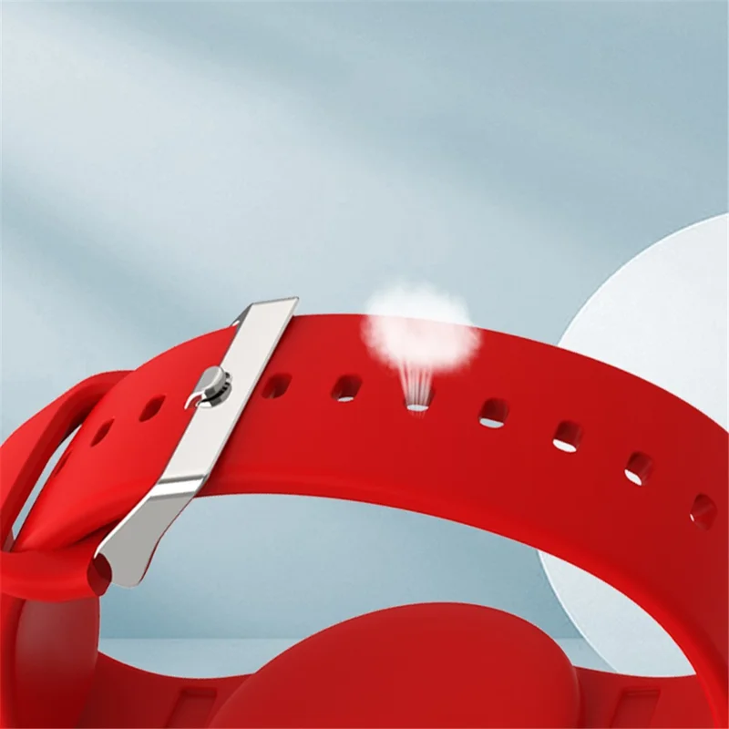 Waterproof Bracelet for Apple AirTag Tracker Holder Silicone Wristband Kids Full Case Cover - Red