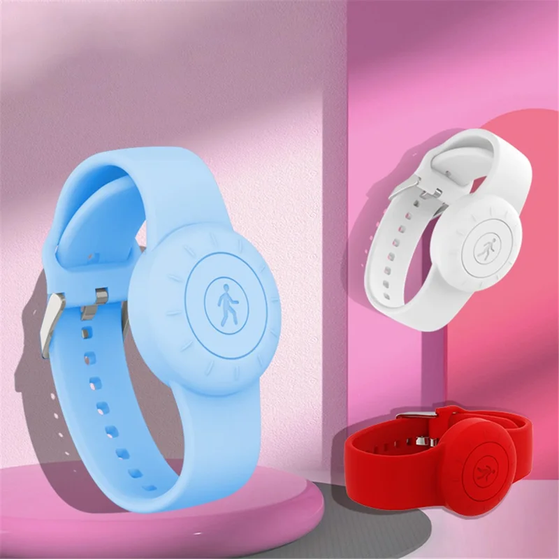 Waterproof Bracelet for Apple AirTag Tracker Holder Silicone Wristband Kids Full Case Cover - Red