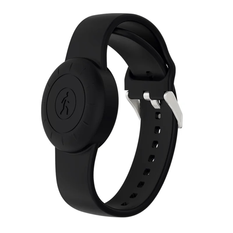 Waterproof Bracelet for Apple AirTag Tracker Holder Silicone Wristband Kids Full Case Cover - Black