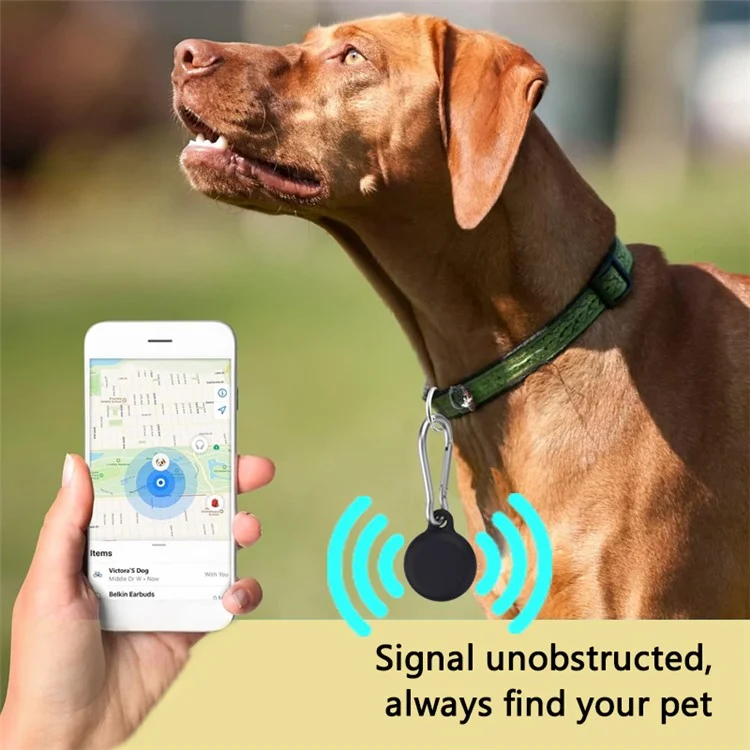 Für Apple AirTag Silikon-Etui Bluetooth-Tracker Soft Cover Anti-Lost Key Pet Locator Case mit Schnalle - Schwarz