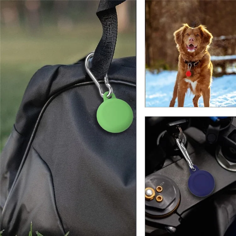 Für Apple AirTag Silikon-Etui Bluetooth-Tracker Soft Cover Anti-Lost Key Pet Locator Case mit Schnalle - Schwarz