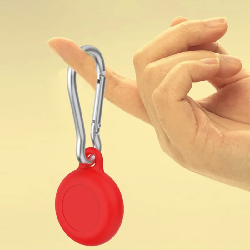 For Apple AirTag Silicone Case Bluetooth-compatible Tracker Soft Cover Anti-Lost Key Pet Locator Case with Buckle - Pink