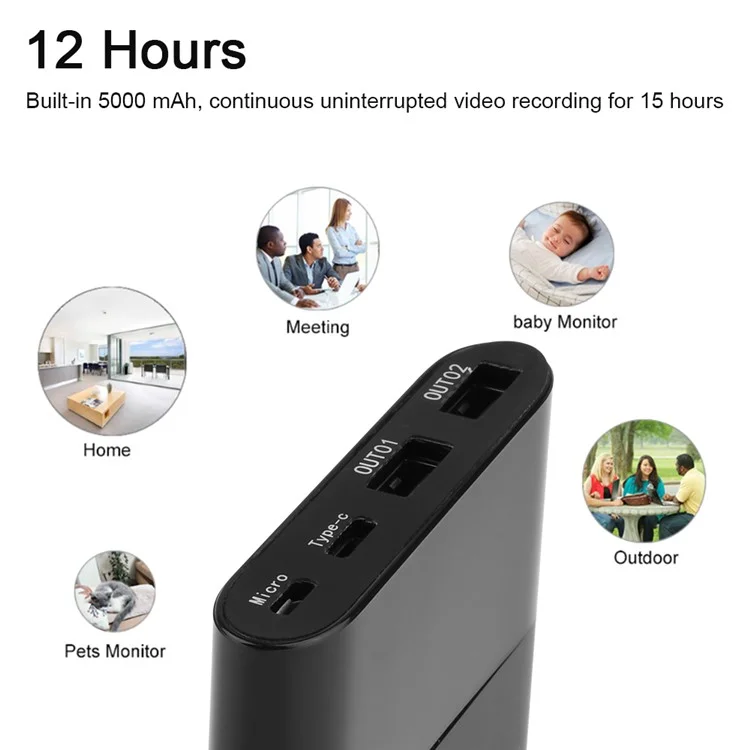 5000mah Power Bank 1080p HD Audio Video Recorder Камера Наблюдения за Домашним Офисом