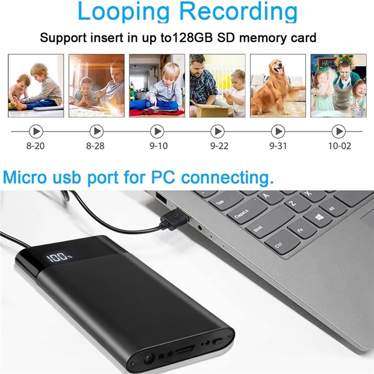 5000mah Power Bank 1080p HD Audio Video Recorder Камера Наблюдения за Домашним Офисом