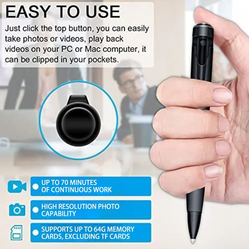 1080P HD Hidden Camera Video Recording Photo Taking Writing Pen Voice Activated Spy Cam