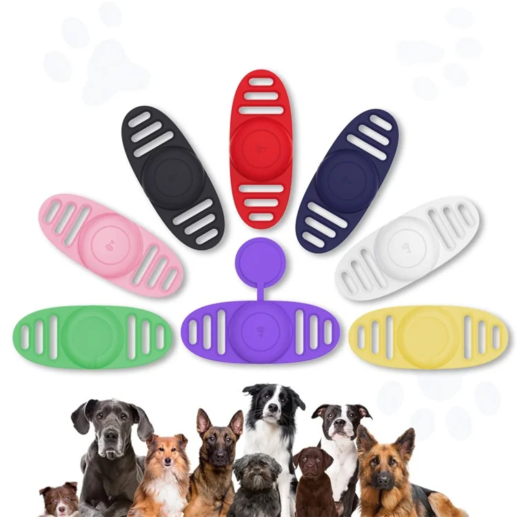 For Apple AirTag Protective Case Dog Cat Collar Tracker Silicone Cover Protection Shell - Purple