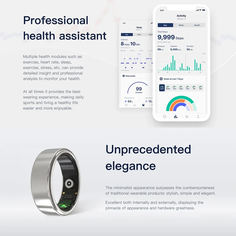 Nova Ring Multifunctional Health Monitoring Smart Ring - Gold / 12#-21.5mm